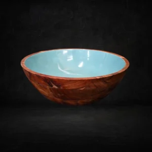 wooden bowl blue
